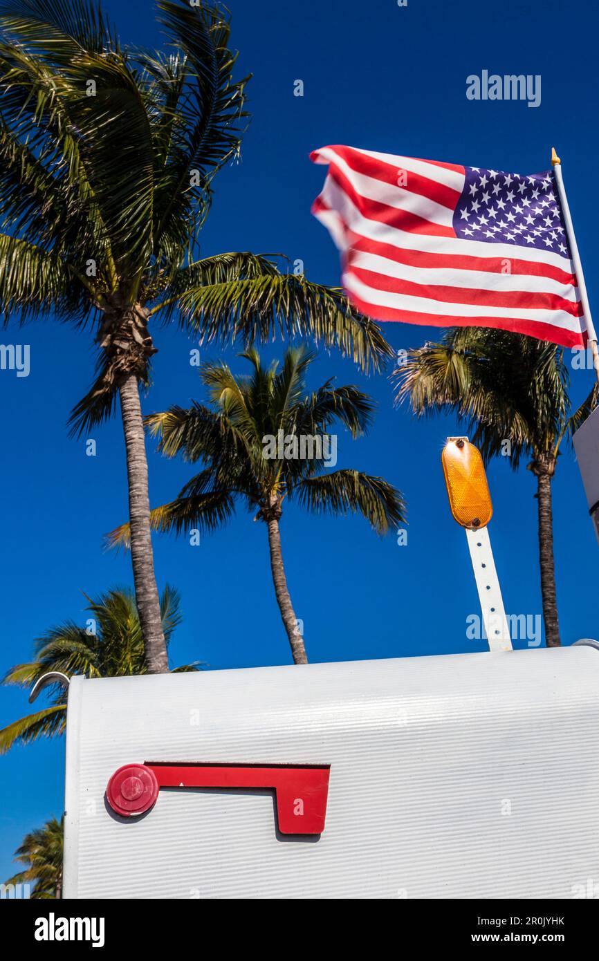 Typical American mailbox with national flag and palms in the background,  Naples, Florida, USA Stock Photo - Alamy