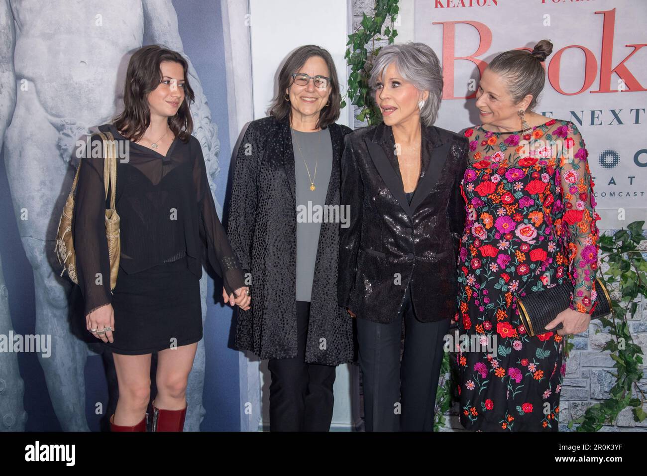 New York, United States. 08th May, 2023. NEW YORK, NEW YORK - MAY 08: Jane Fonda (2R) poses with guests at the premiere of 'Book Club: The Next Chapter' at AMC Lincoln Square Theater on May 08, 2023 in New York City. Credit: Ron Adar/Alamy Live News Stock Photo