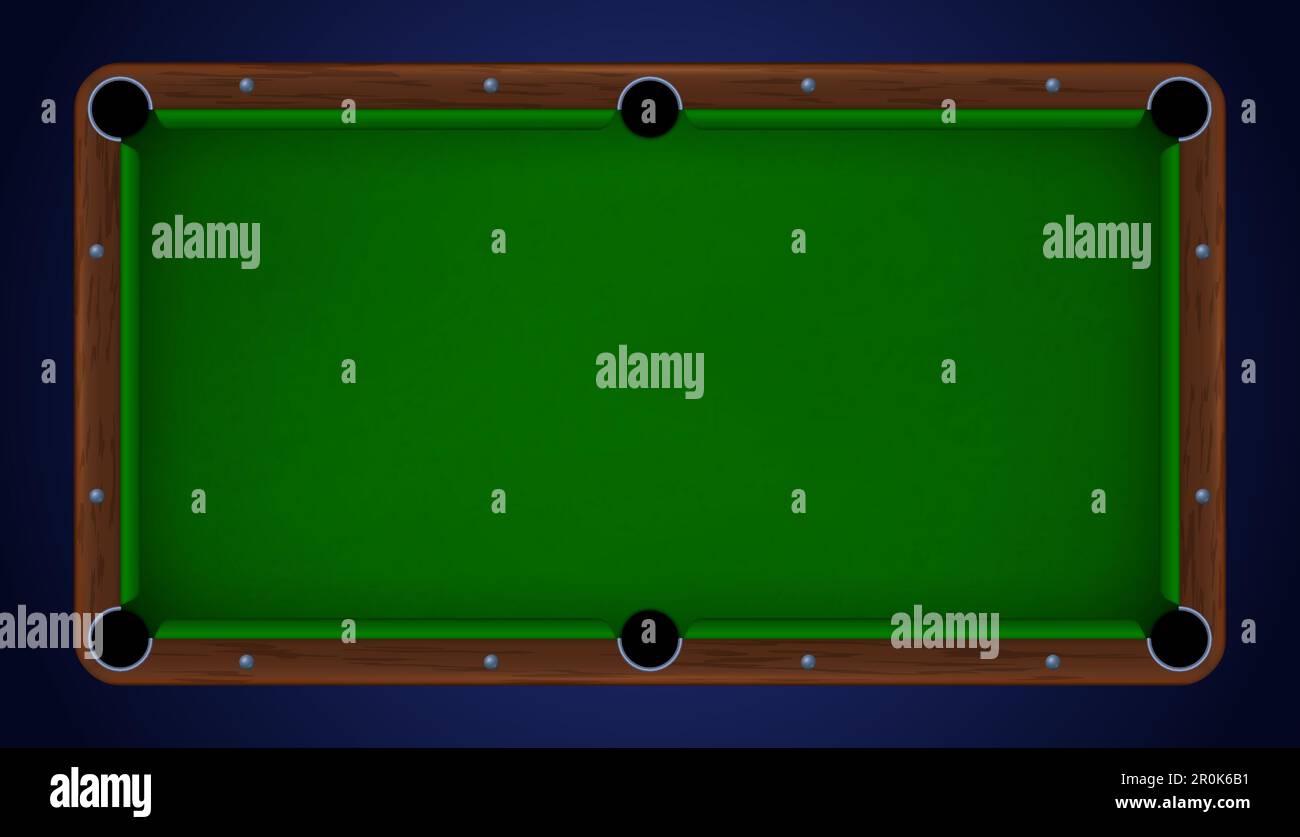 Pool table top view. Online billiard game green vector background