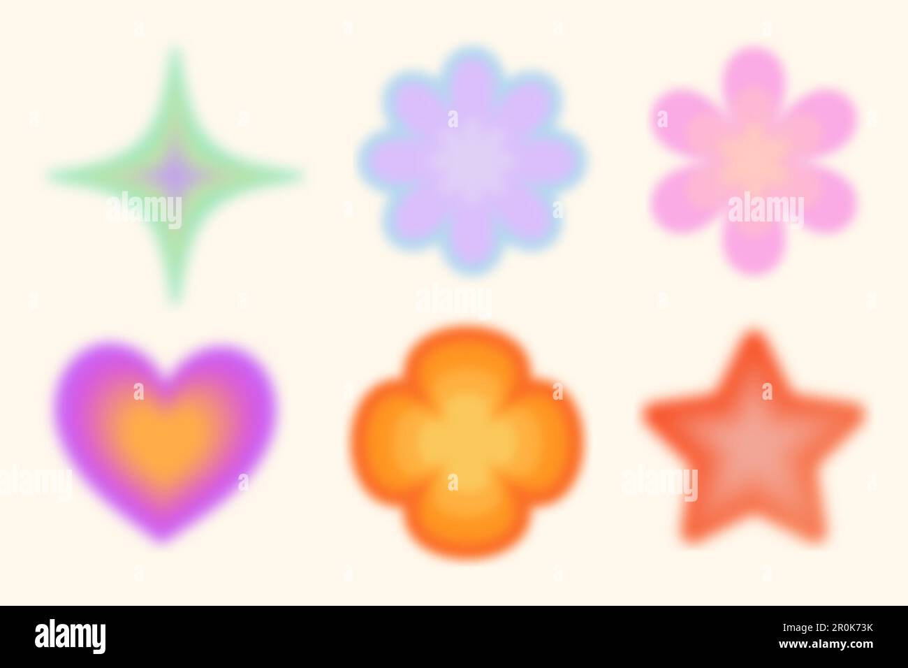 Y2k gradients. Heart cute, retro blurry pastel frames, aesthetic