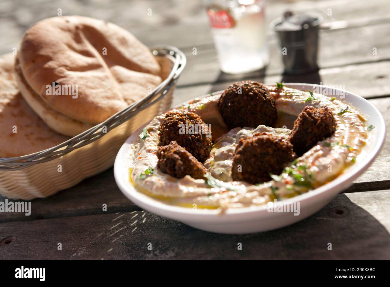 Falafel and hummus and pita bread, Tel-Aviv, Israel Stock Photo - Alamy