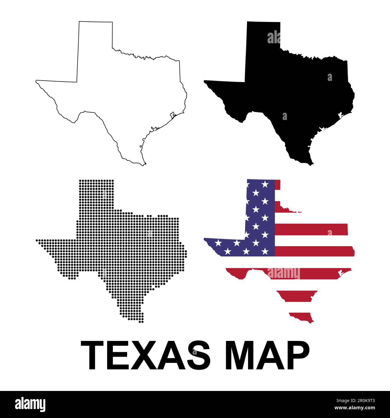 Set of Texas map shape, united states of america. Flat concept vector