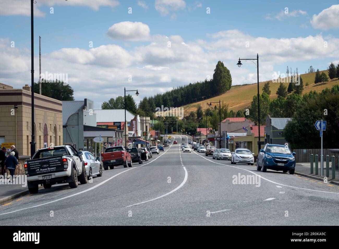 Old buildings along main street, Ross Place, Lawrence, Otago, South Island, New Zealand Stock