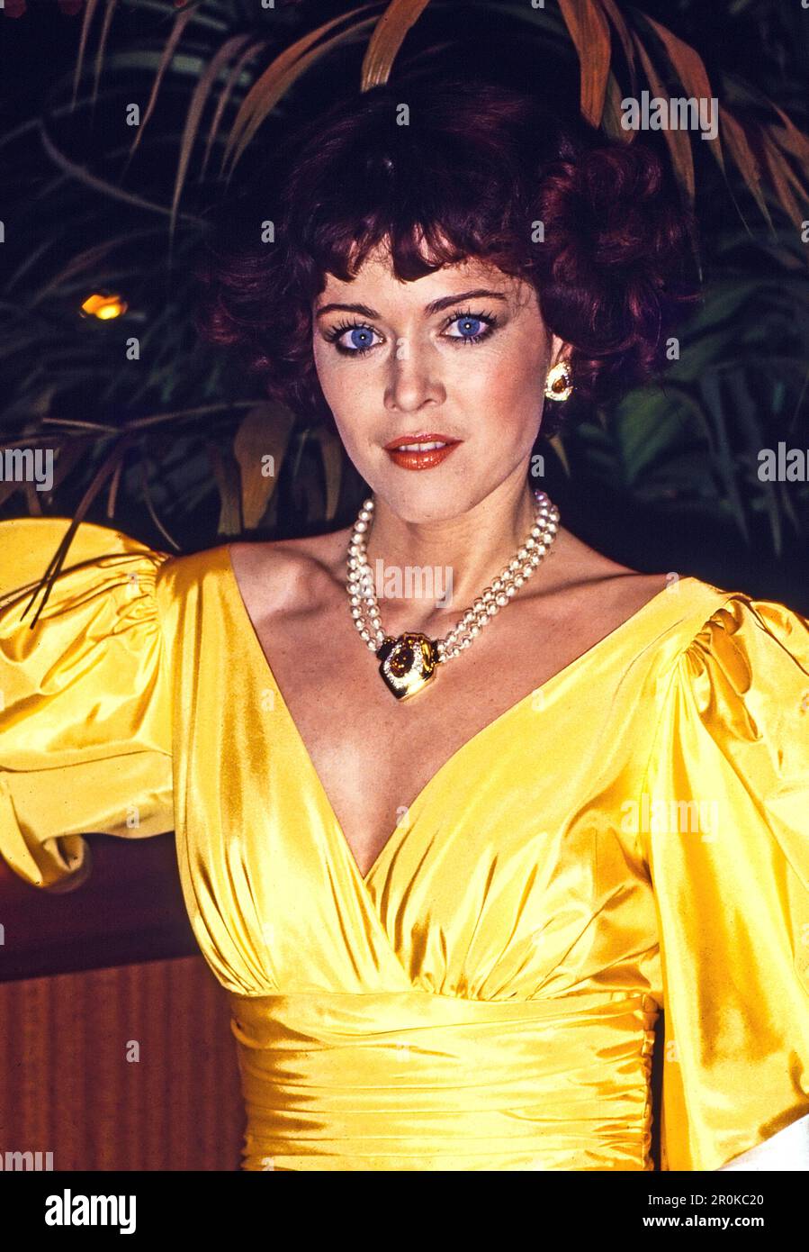 Anja Kruse, deutsche Schauspielerin, in gelbem Abendkleid, Deutschland um 1993. Stock Photo