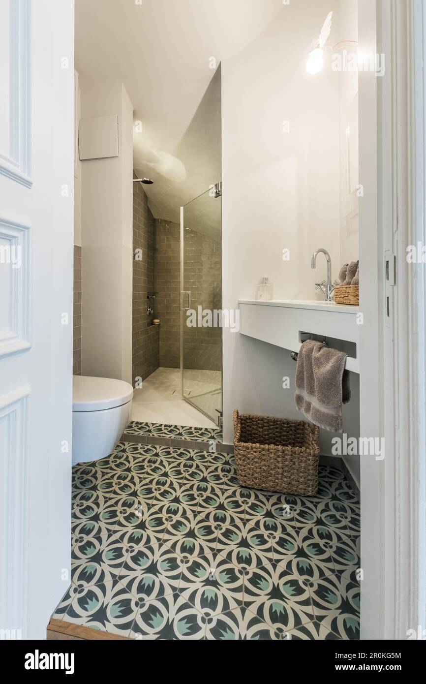 bathroom in a modern furnished Art Nouveau apartment in Hamburg, north  Germany, Europe Stock Photo - Alamy