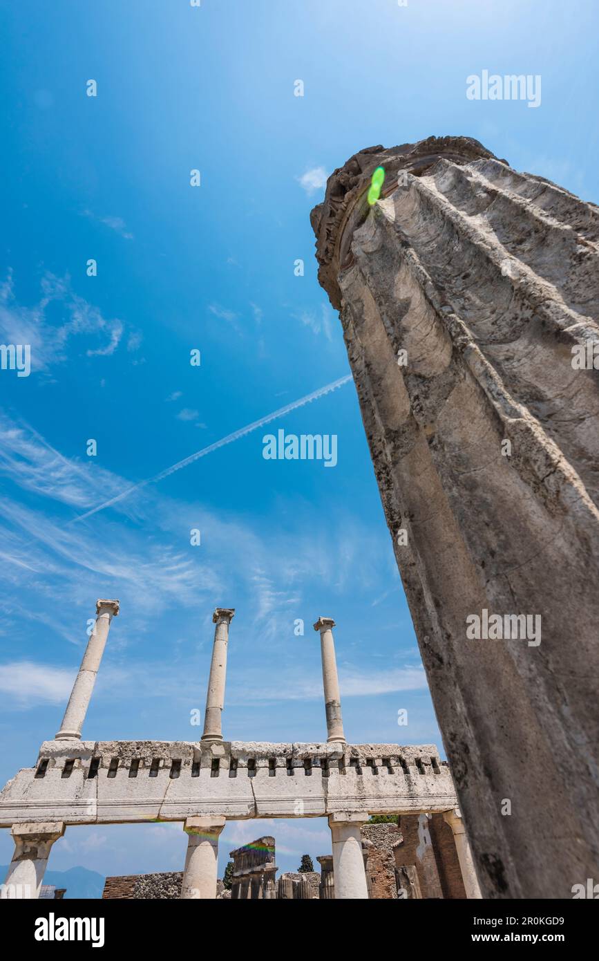 Columns on the marketplace of the antique town, Pompeii, the Gulf of Naples, Campania, Italy Stock Photo