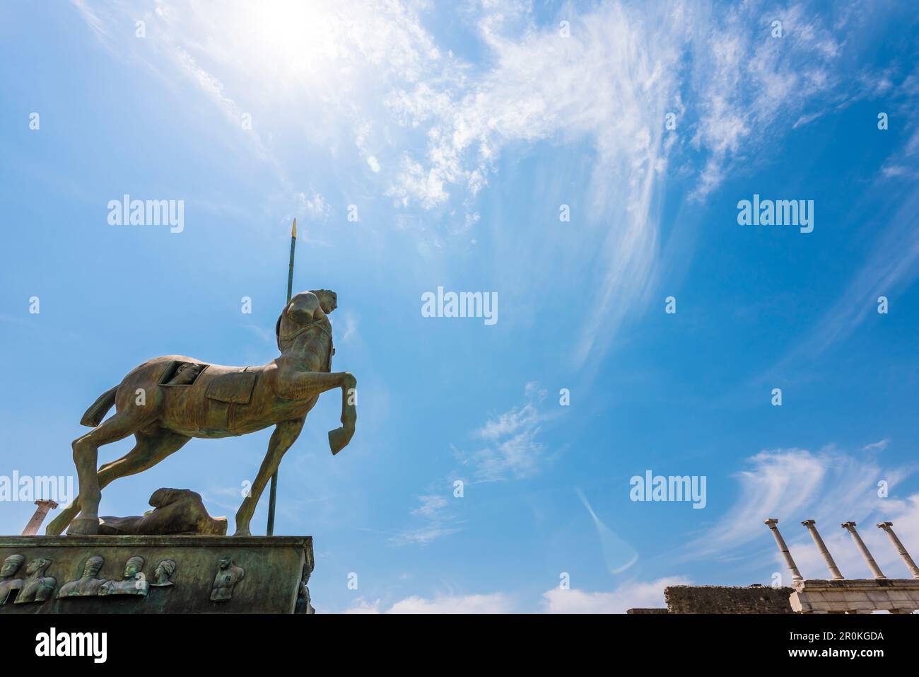 A sculpture on the marketplace of the antique town, Pompeii, the Gulf of Naples, Campania, Italy Stock Photo