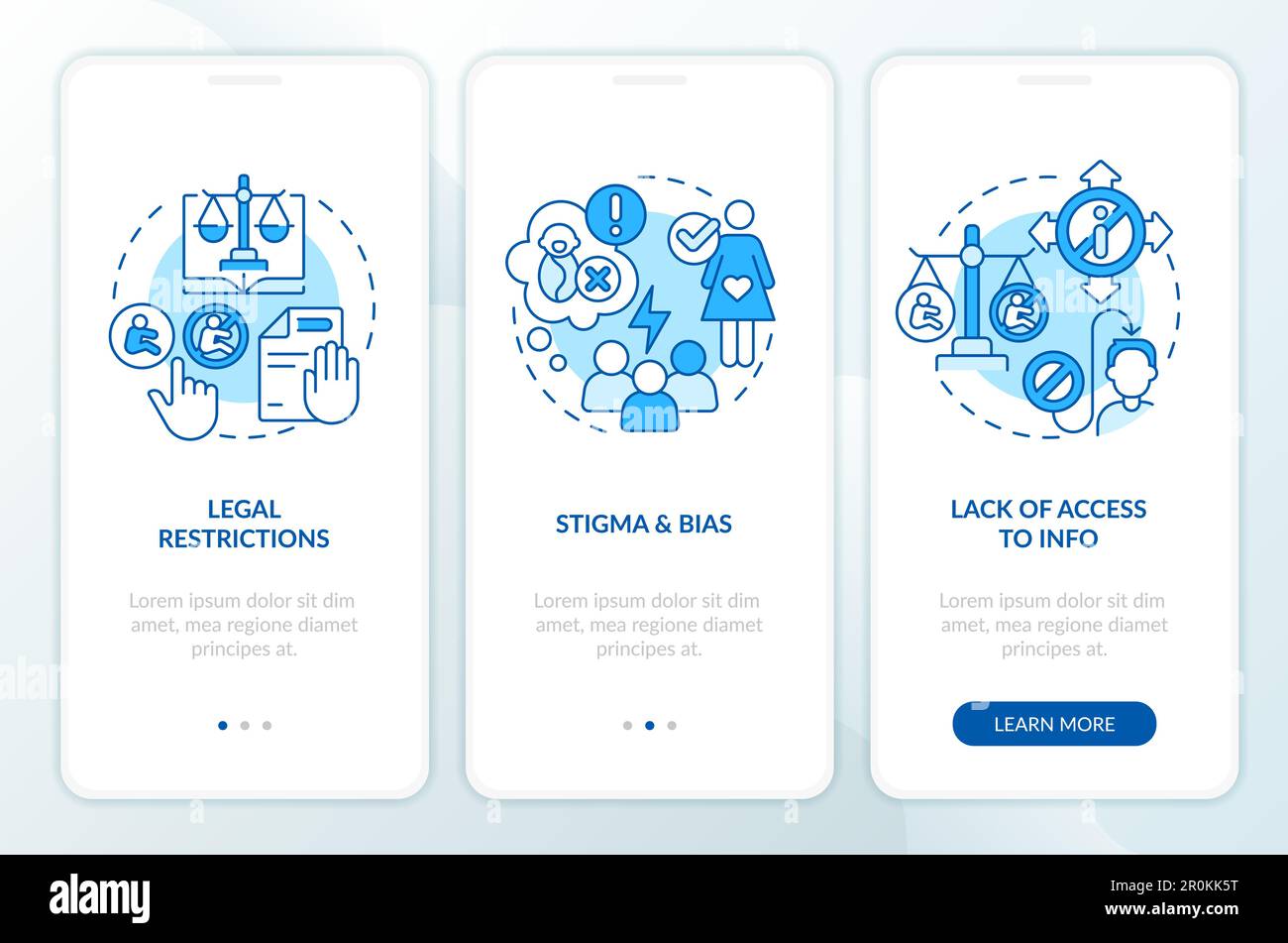 Pro choice barriers blue onboarding mobile app screen Stock Vector