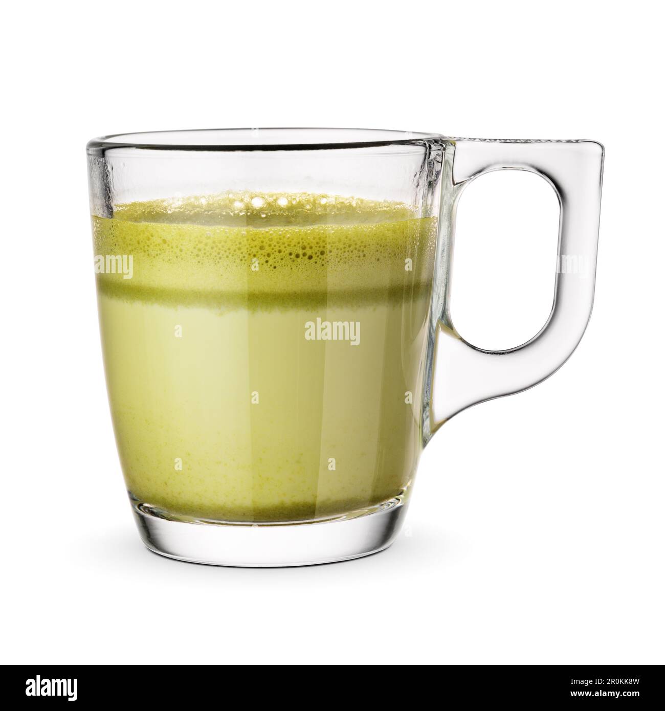 Matcha green tea in the glass cup isolated on white background ...