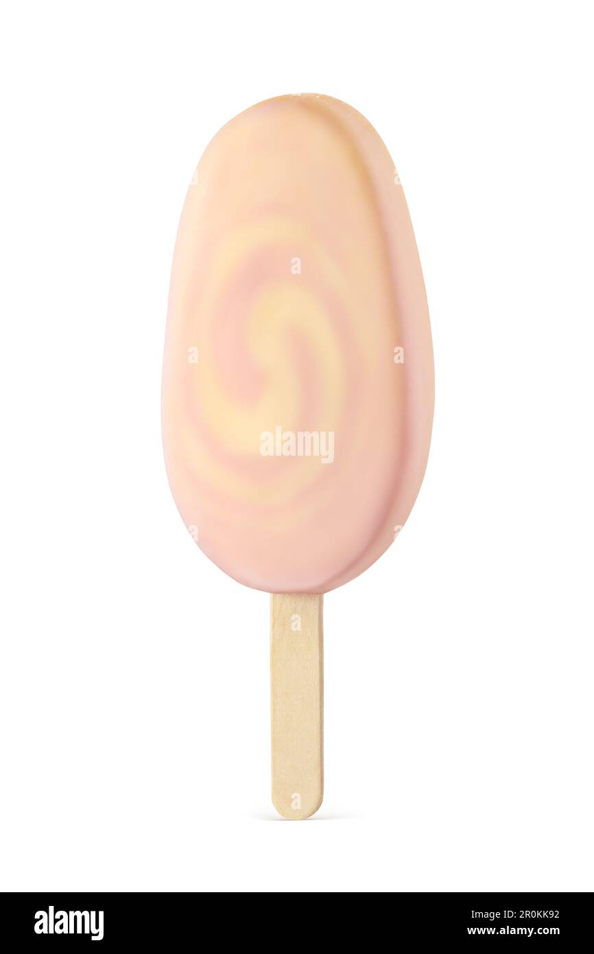 Pink fruit popsicle ice cream bar isolated on white background Stock