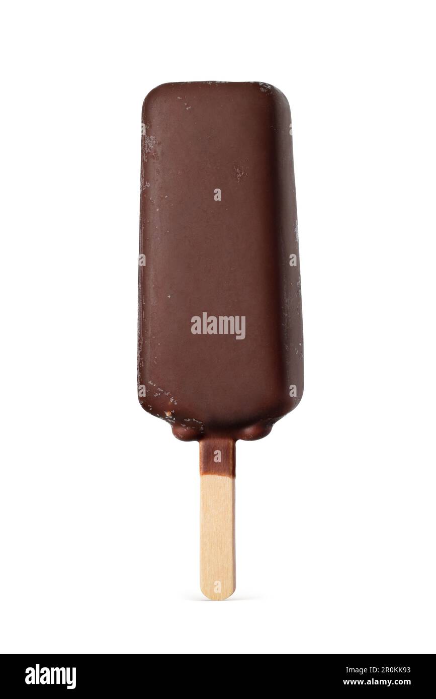 Chocolate popsicle ice cream bar isolated on white background Stock