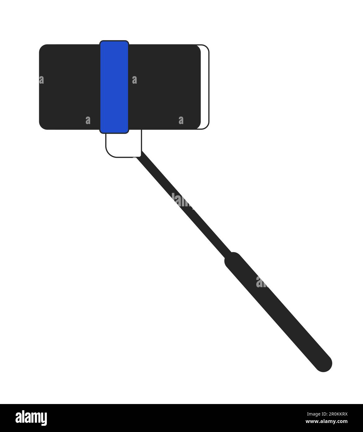 Handheld selfie stick with phone flat line color isolated vector object  Stock Vector Image & Art - Alamy