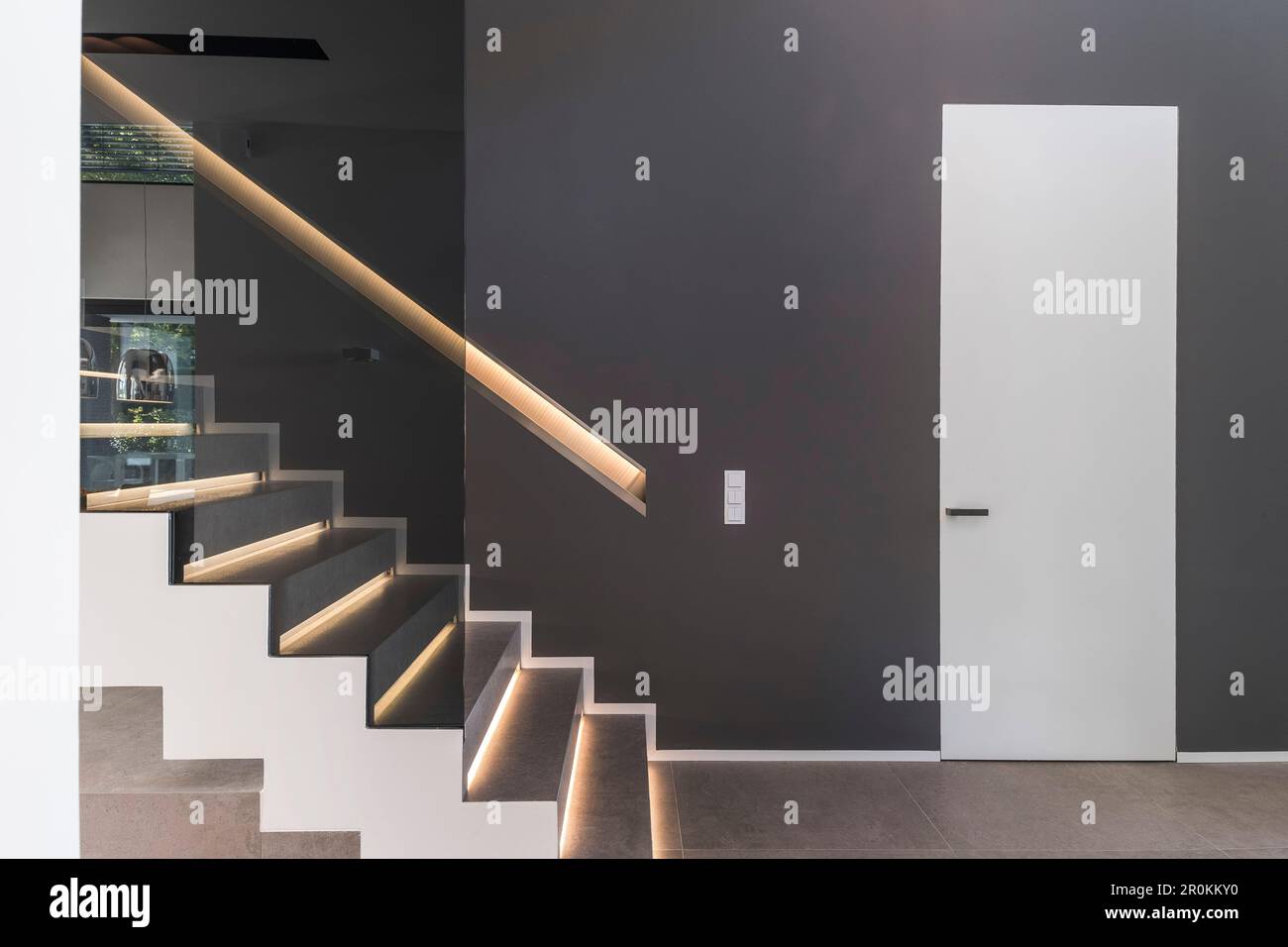 staircase of a modern architecture house in the Bauhaus style