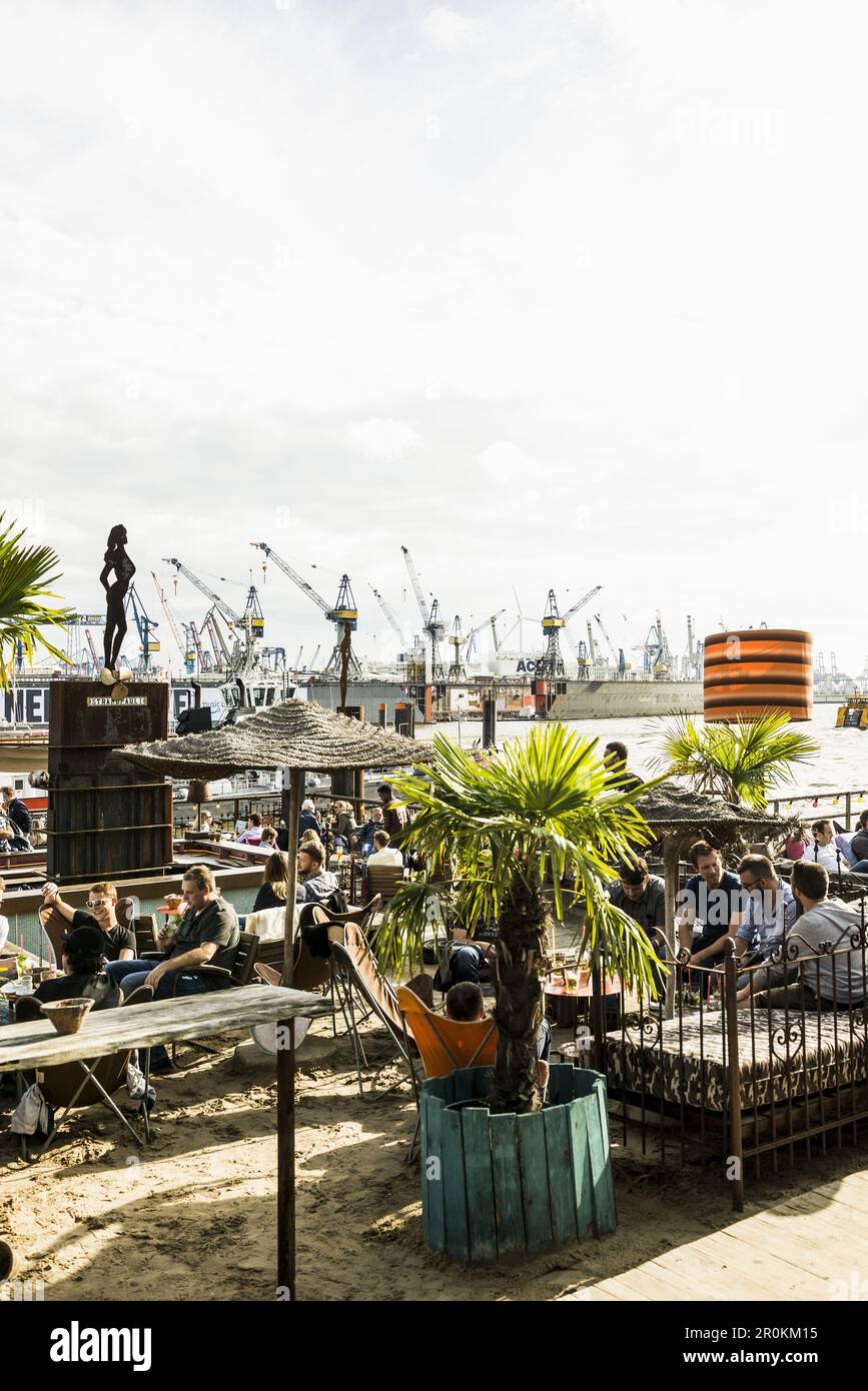 Beach Club Strand Pauli, at the jetties in the Port of Hamburg, St