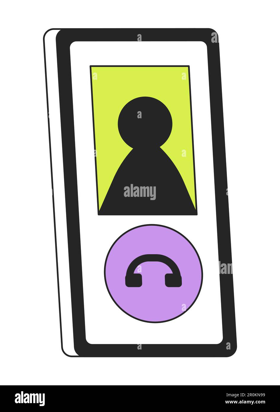 Phone display with decline button flat line color isolated vector object Stock Vector