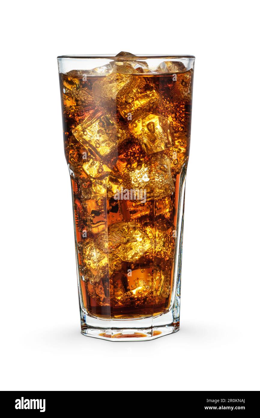 Glass of cola with ice cubes isolated on white background Stock Photo ...