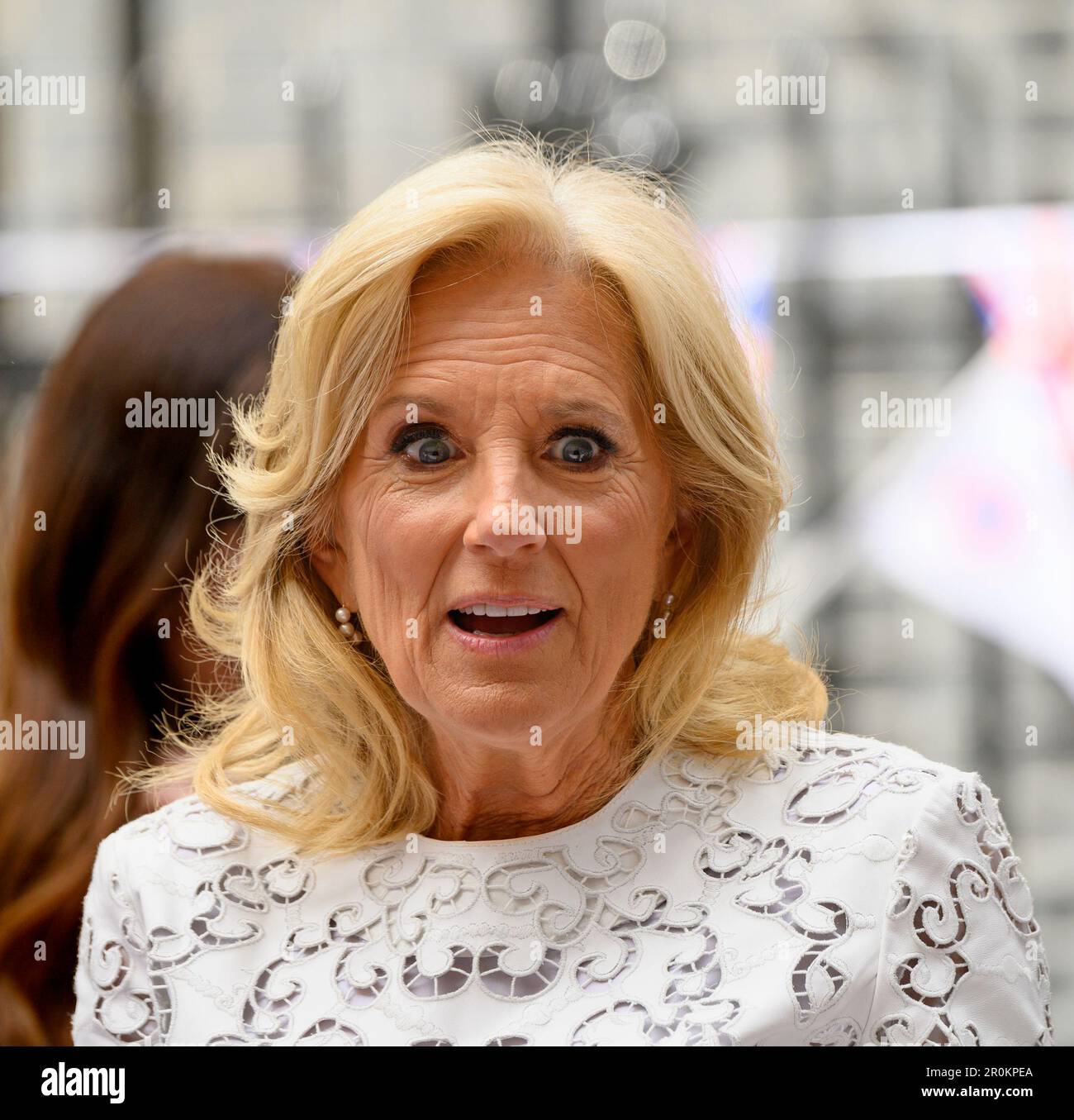 Jill Biden - US First Lady - attending the Coronation Big Lunch hosted by  Rishi Sunak and his wife Akshata Murty in Downing Street, 7th May 2023  Stock Photo - Alamy