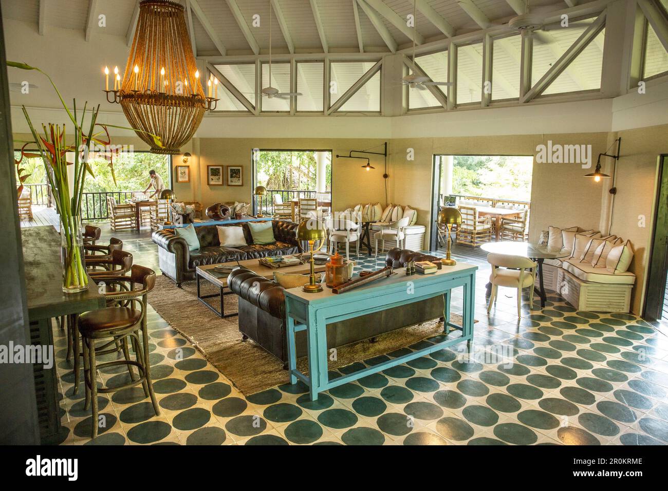 BELIZE, Punta Gorda, Toledo, inside the main lobby at Belcampo Belize