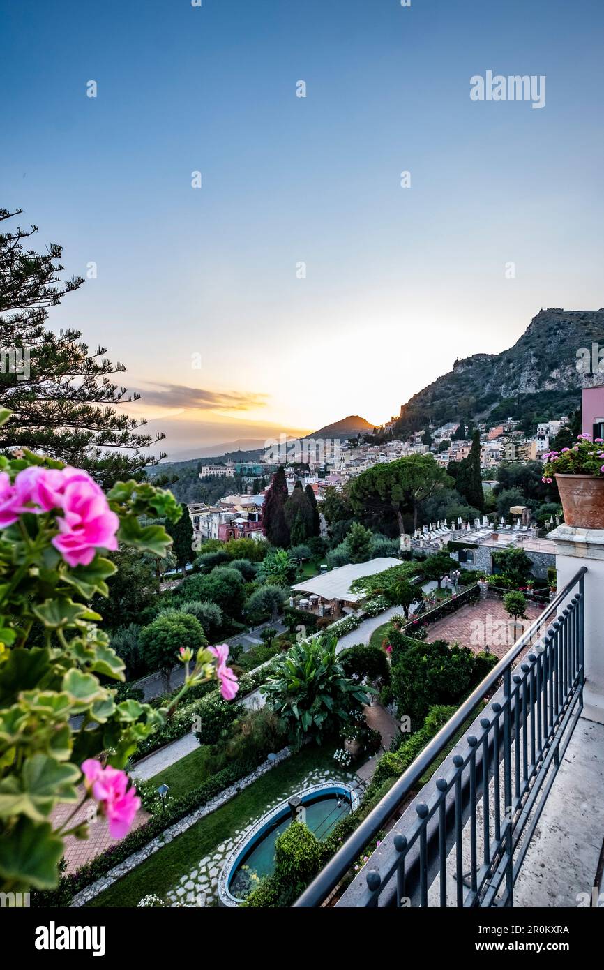 A view of Taormina from the terrace of the Grand Hotel Timeo e