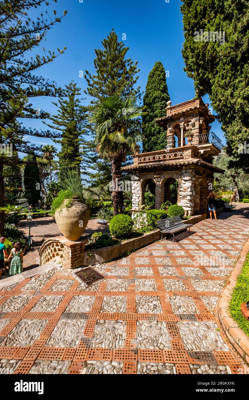 Giardini della Villa Comunale of Taormina, Sicily, South Italy, Italy Stock Photo