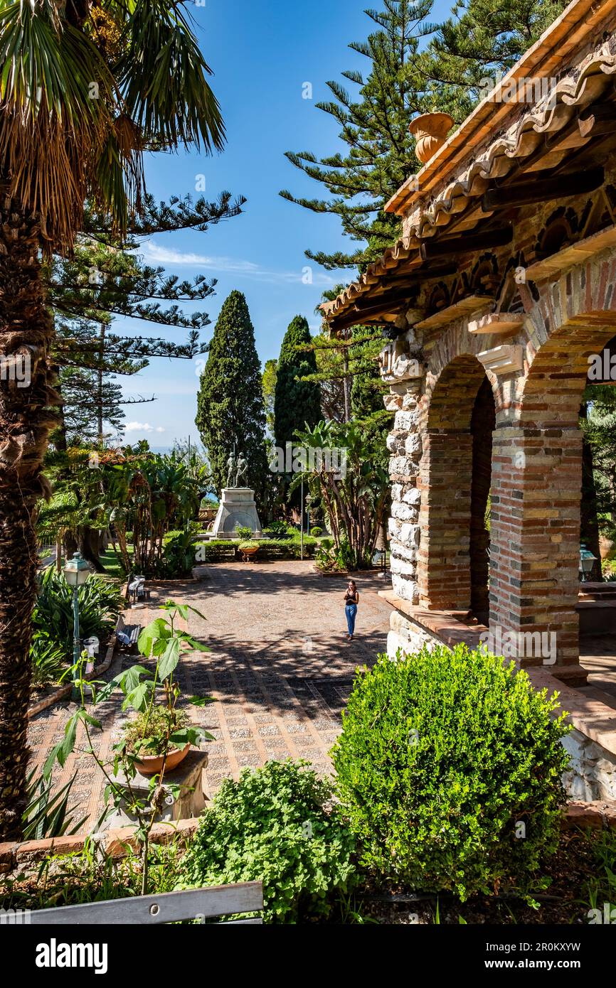 Giardini della Villa Comunale of Taormina, Sicily, South Italy, Italy Stock Photo