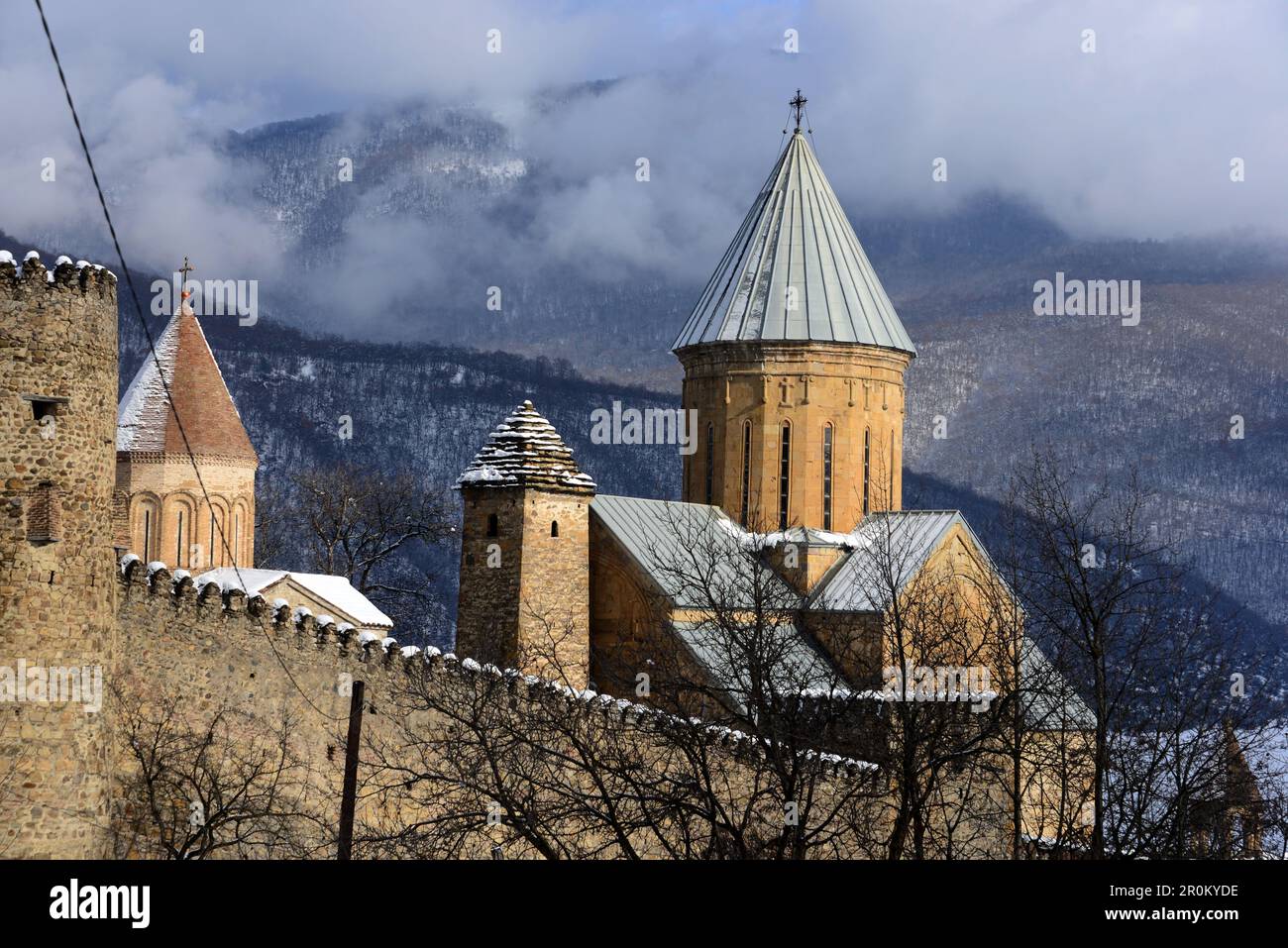 Castle church Ananuri at old military road in the big Caucasus, Georgia Stock Photo