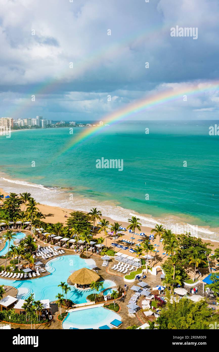 Atlantic Ocean, Beach with Rainbow, San Juan, Puerto Rico, Caribbean