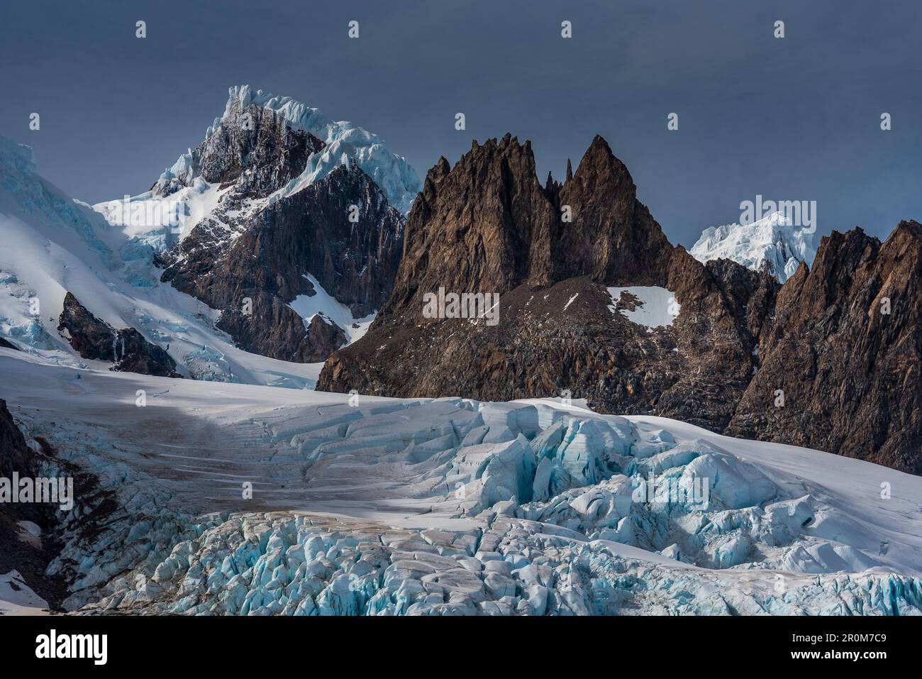 Debris and ice in front of Cerro Grande, Circo de los Altares, Los