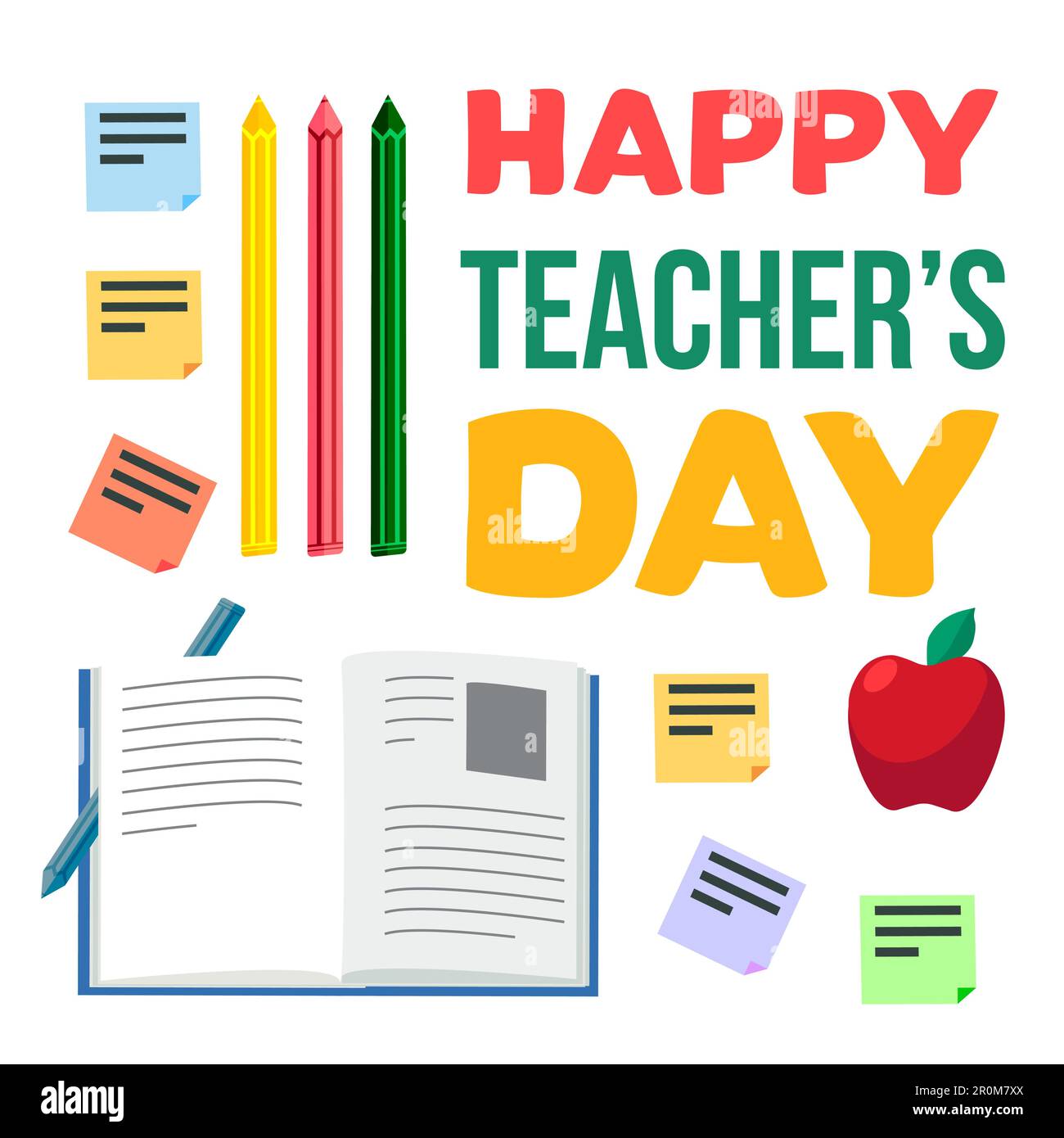 Happy Teacher's Day Celebration Banner With Text. Vector Stock Vector ...