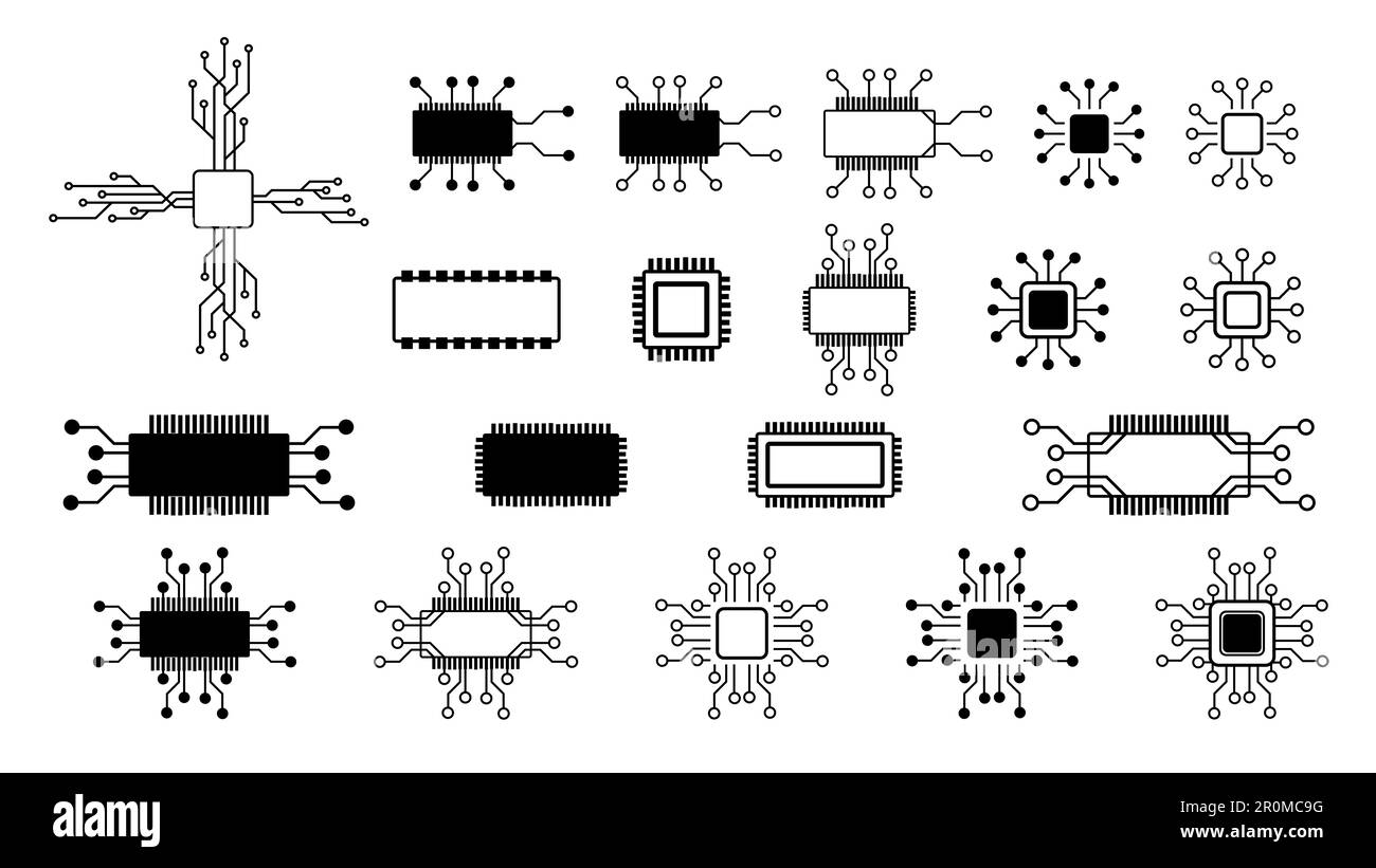Set of simple schematic chips and components for microcircuits isolated