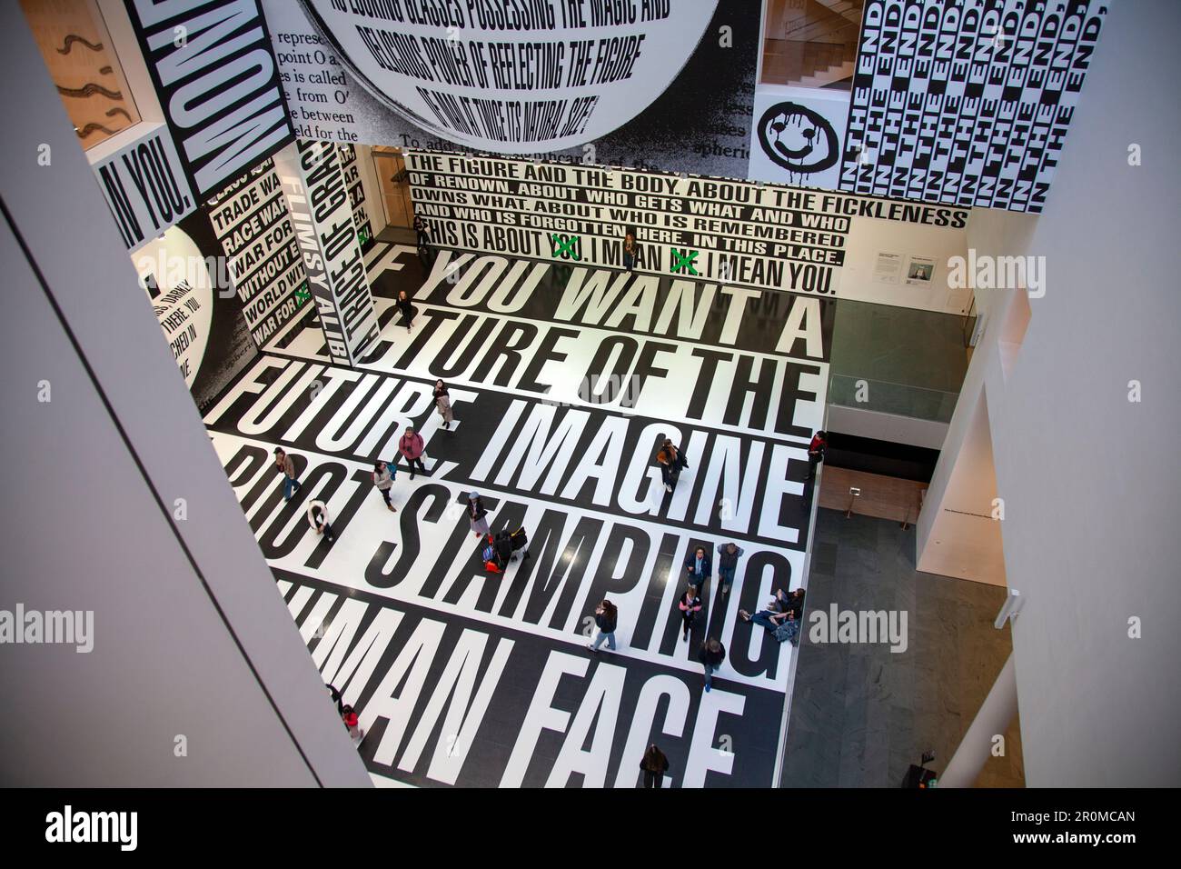 Barbara Kruger Installation 'Thinking of You. I mean me. I mean you.' at MOMA in New York, USA Stock Photo