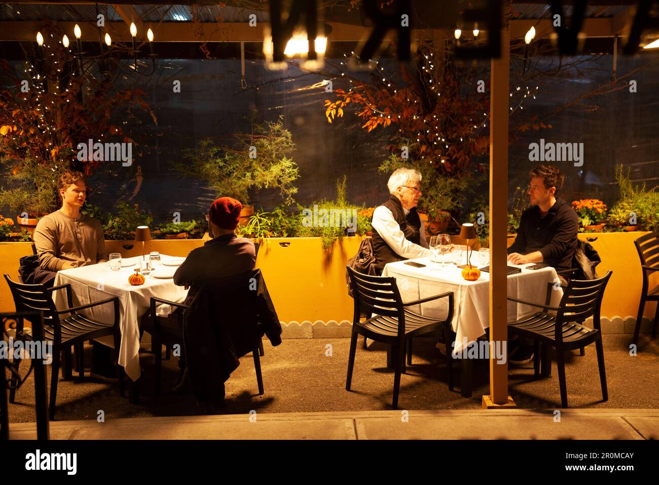 Diners at Gramercy Tavern , Outside Marquis section by Pavement, in NewYork, USA Stock Photo