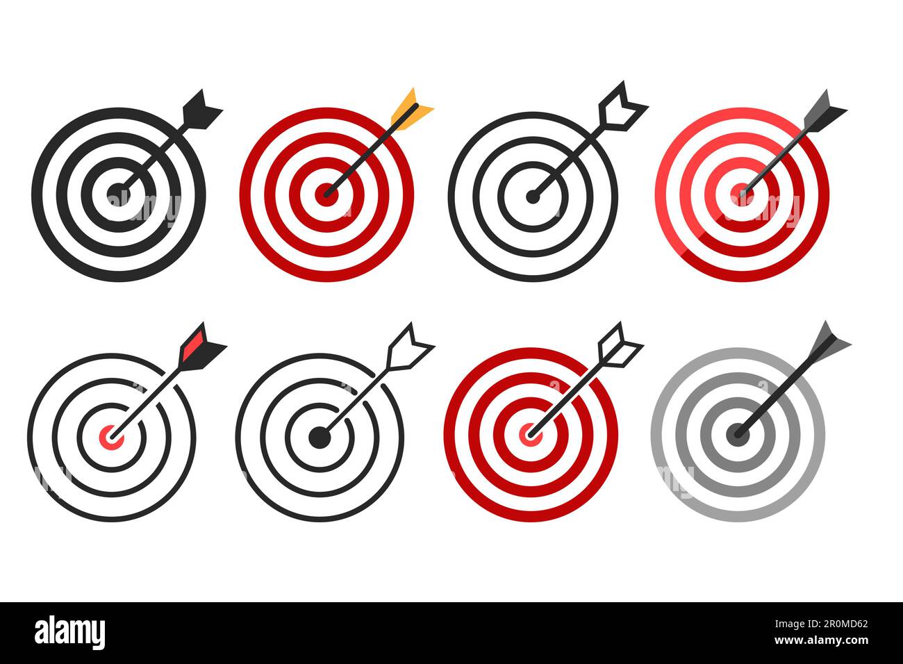 Set of Target with Arrow Icon Template Design for Competition Winning Goal Achievement Concept isolated on white. Vector illustration Stock Vector