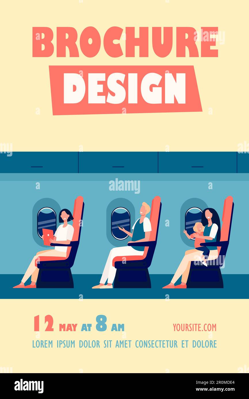 Happy airplane passengers sitting on their seats Stock Vector Image ...