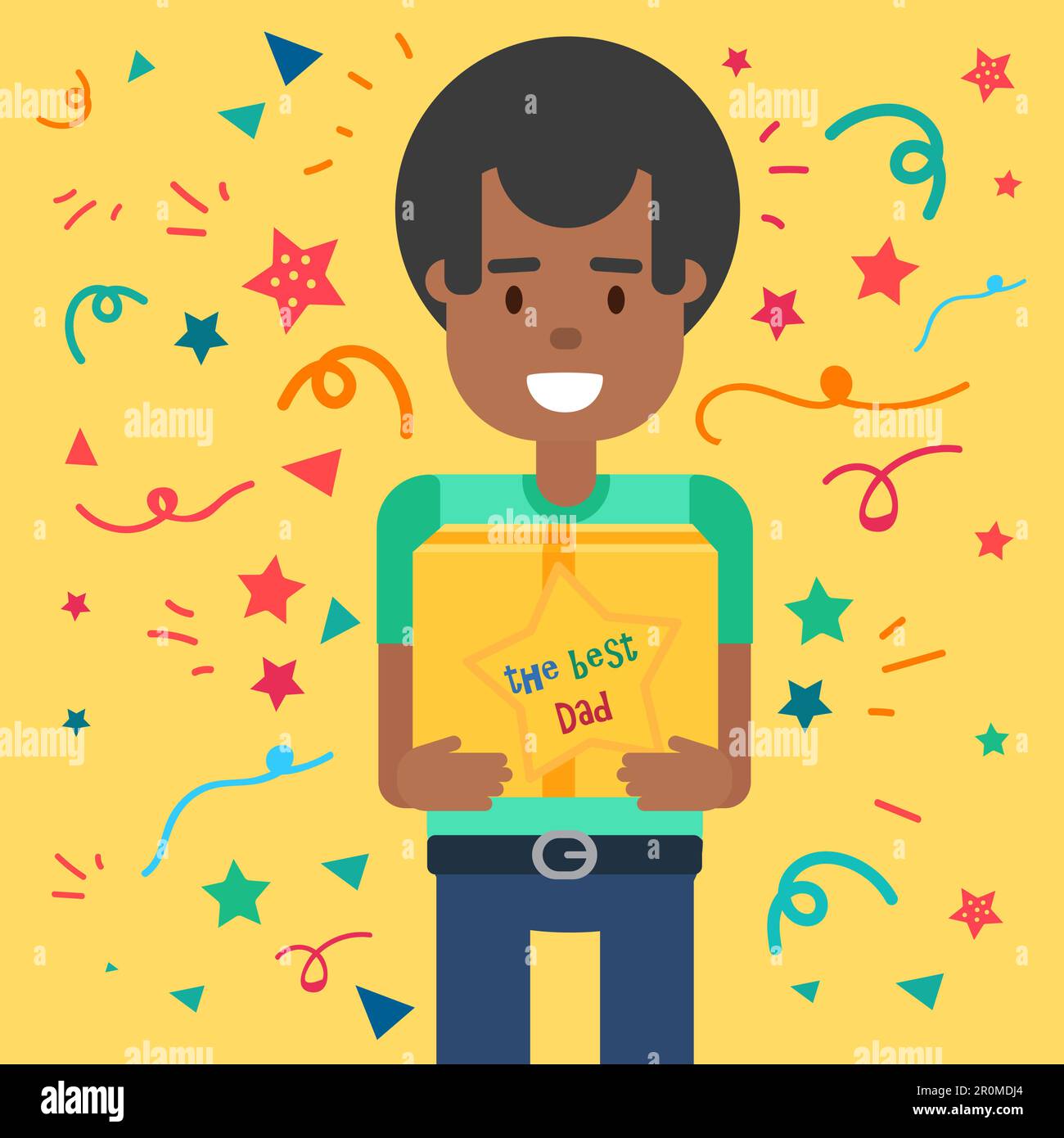 A vector illustration of a smiling African American father with a heartwarming Father’s Day message