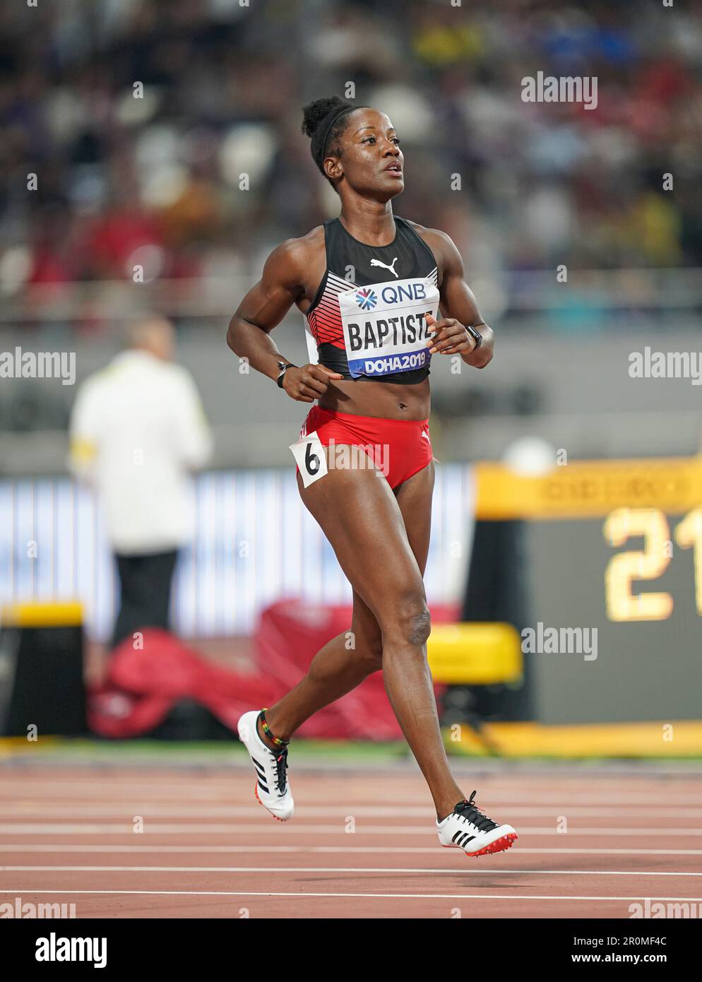 KellyAnn Baptiste running the 100m at the 2019 World Athletics