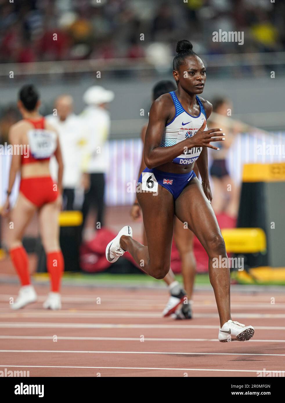 Daryll Neita running the 100m at the 2019 World Athletics Championships ...