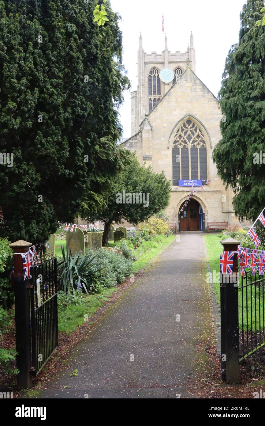 St Mary's Church, Cottingham, East Yorkshire on Coronation weekend, May
