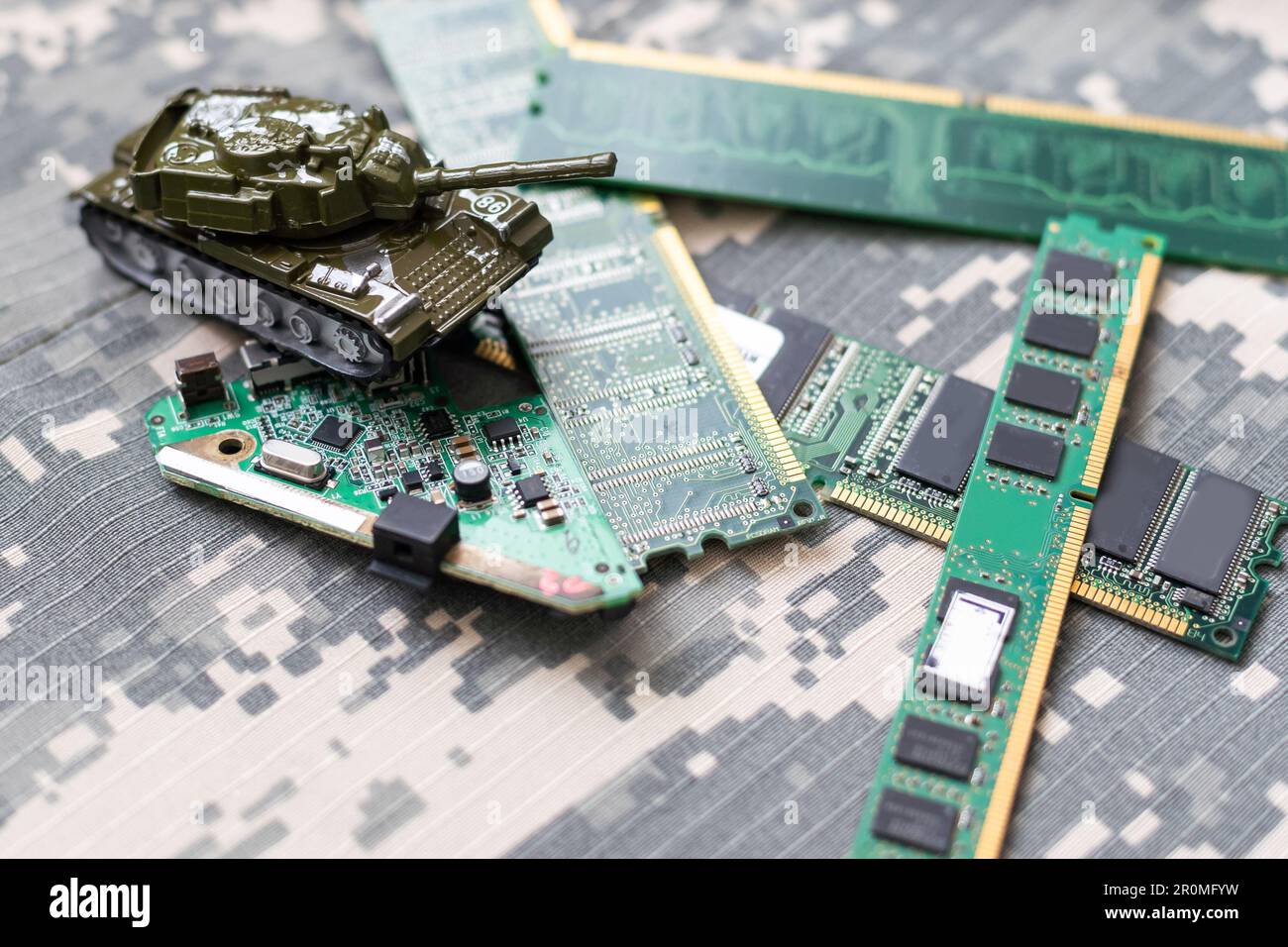 military tank and microcircuits. green camouflage Stock Photo - Alamy