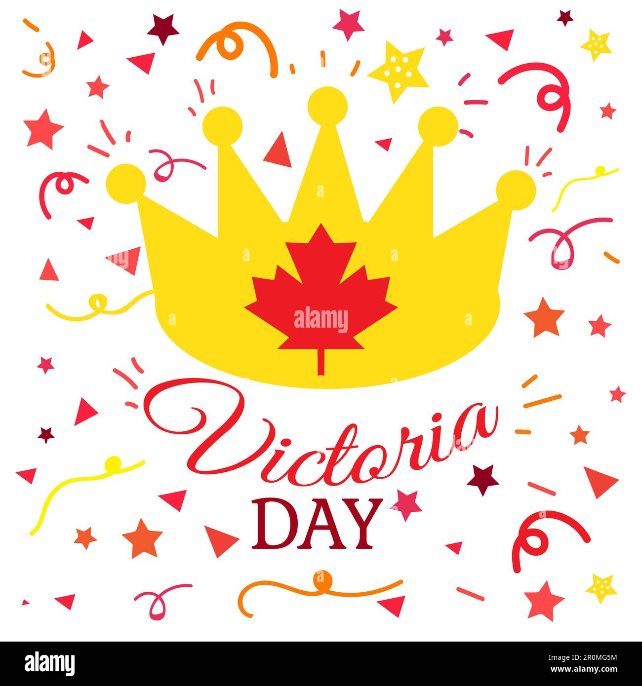 Happy Victoria Day Sticker And Banner With Royal Crown. Vector Stock