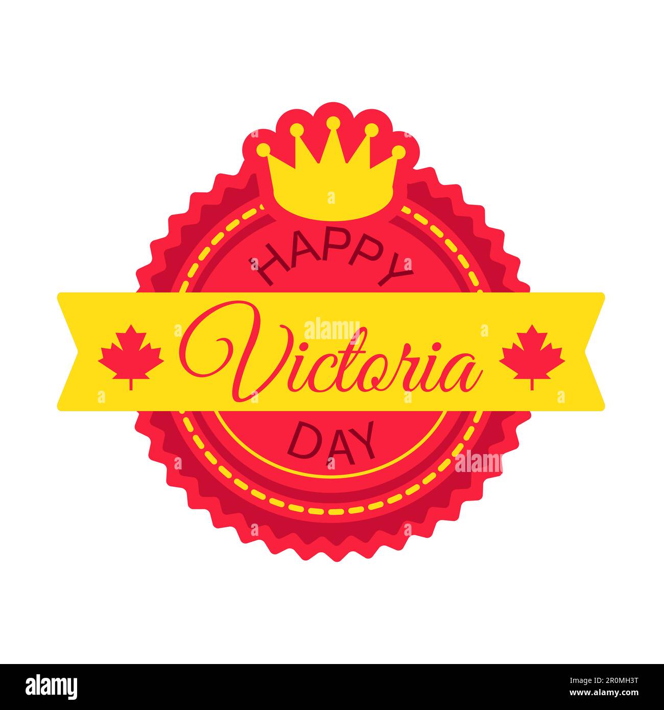 Happy Victoria Day Sticker And Banner With Royal Crown. Vector Stock