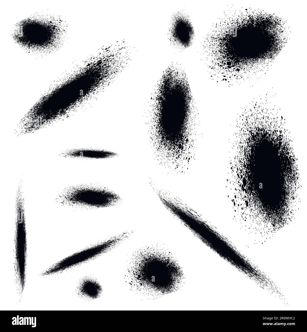Set Spray of black paint from a can for graffiti Vector black paint Stock Vector