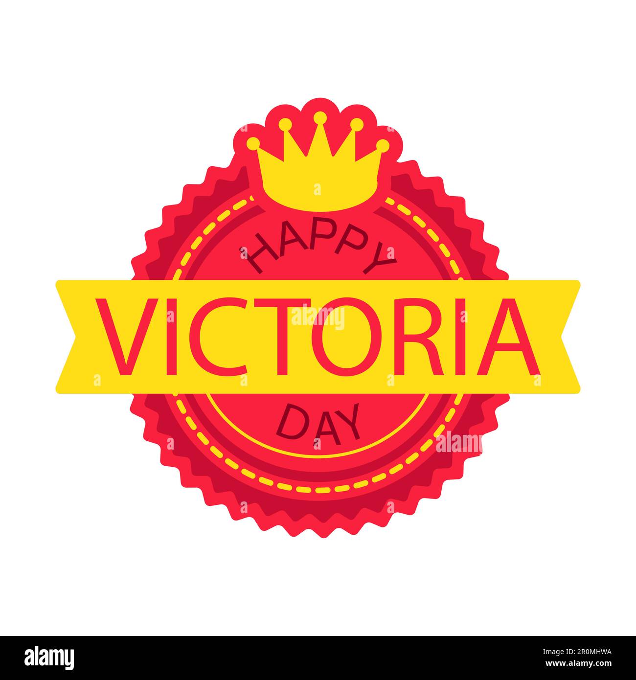 Happy Victoria Day Sticker And Banner With Royal Crown. Vector Stock