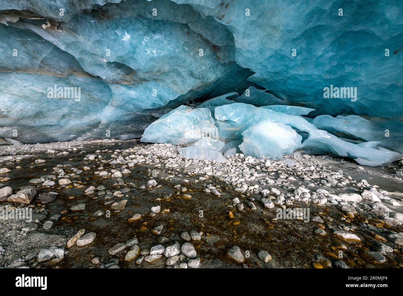 ice cave in Glacier in Switzerland Stock Photo