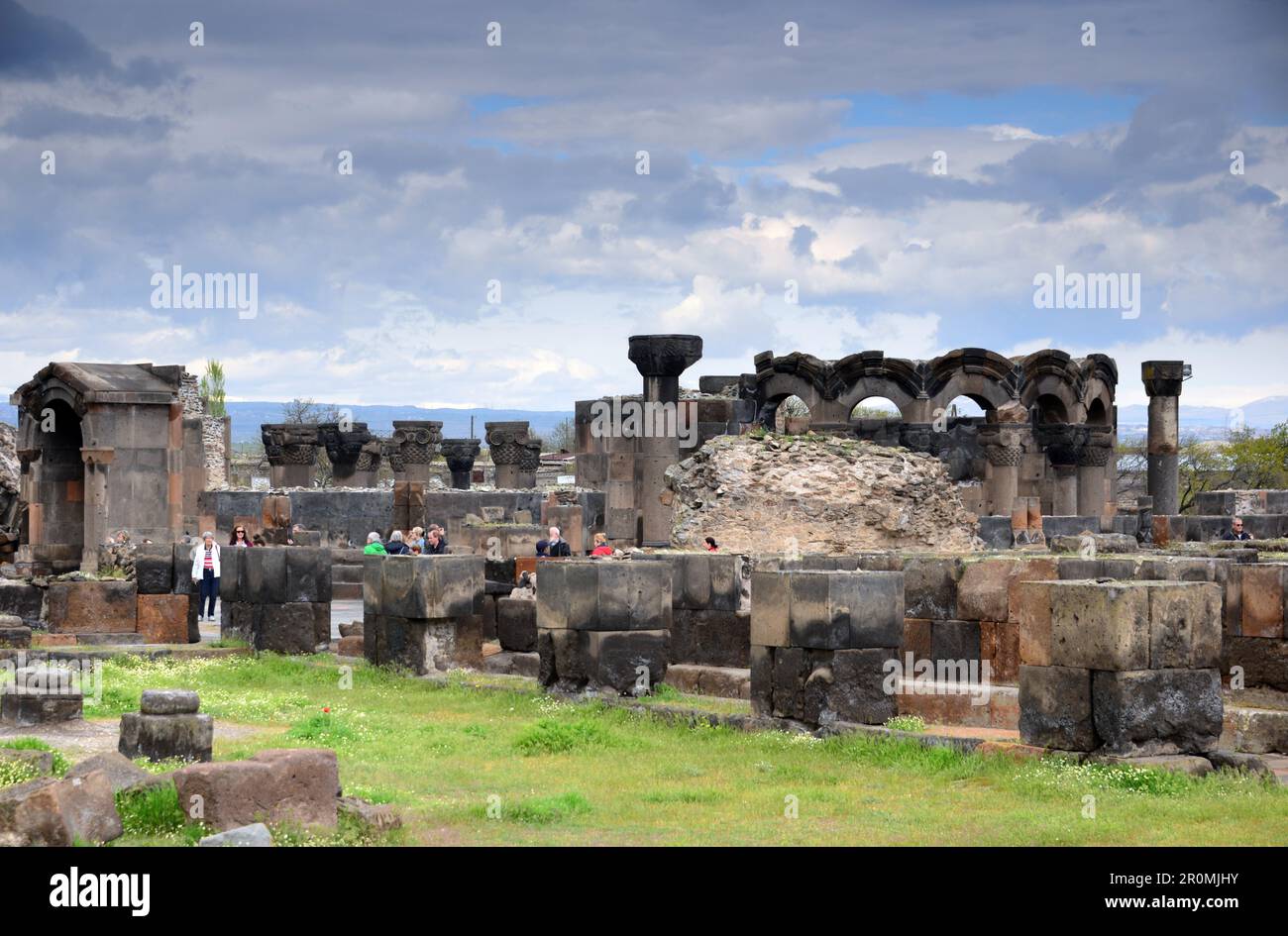Excavation of Zvartnotz at Yerevan under Mount Ararat, Armenia, Asia Stock Photo