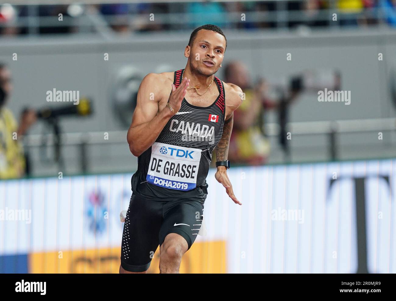 Andre De Grasse Running The 200m At The 2019 World Athletics