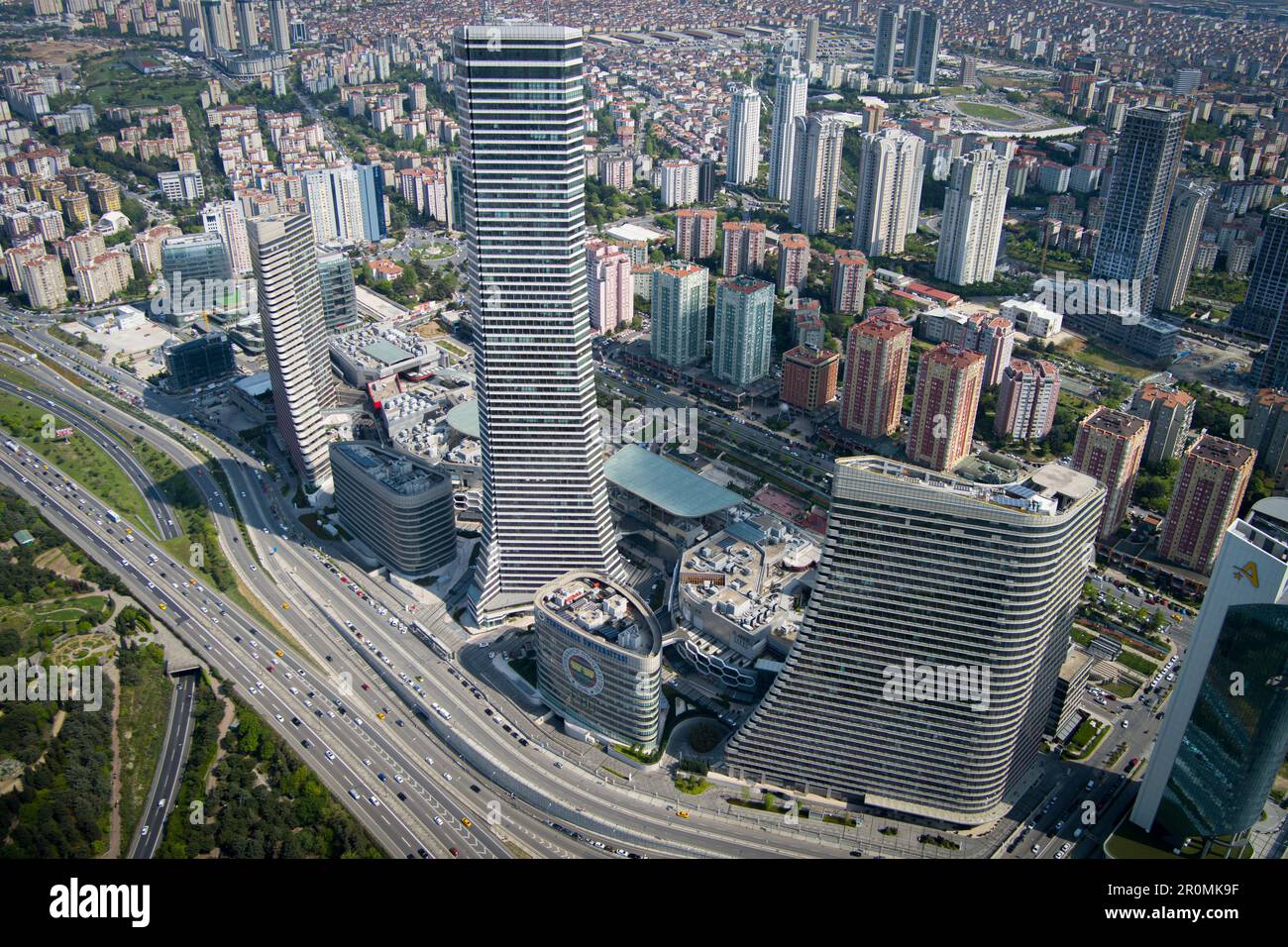 Metropol Atasehir Istanbul, Metropol Ataşehir İstanbul drone view, sideview Stock Photo