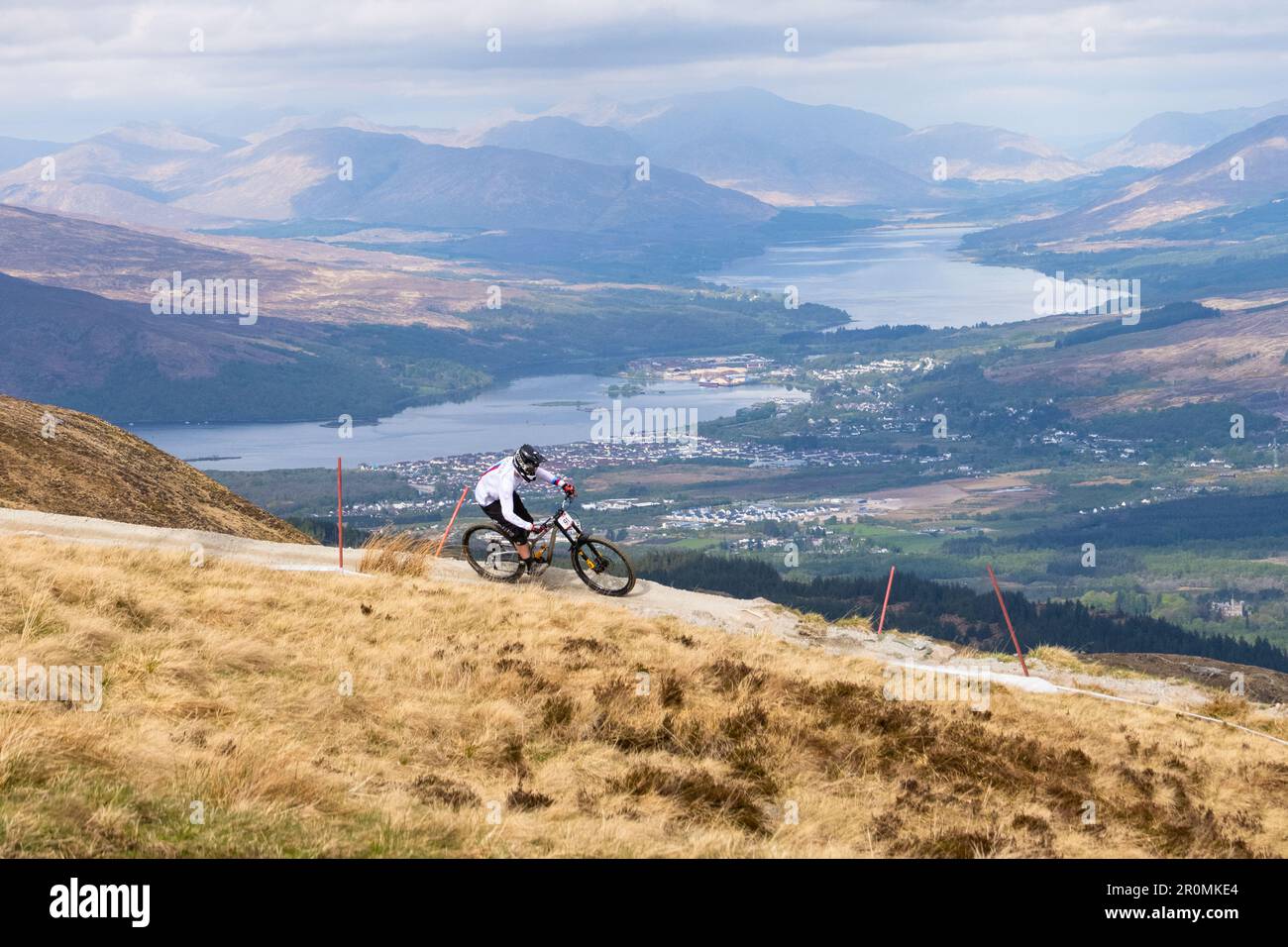 Downhill Mountain biker riding at the Nevis Range Mountain Resort with