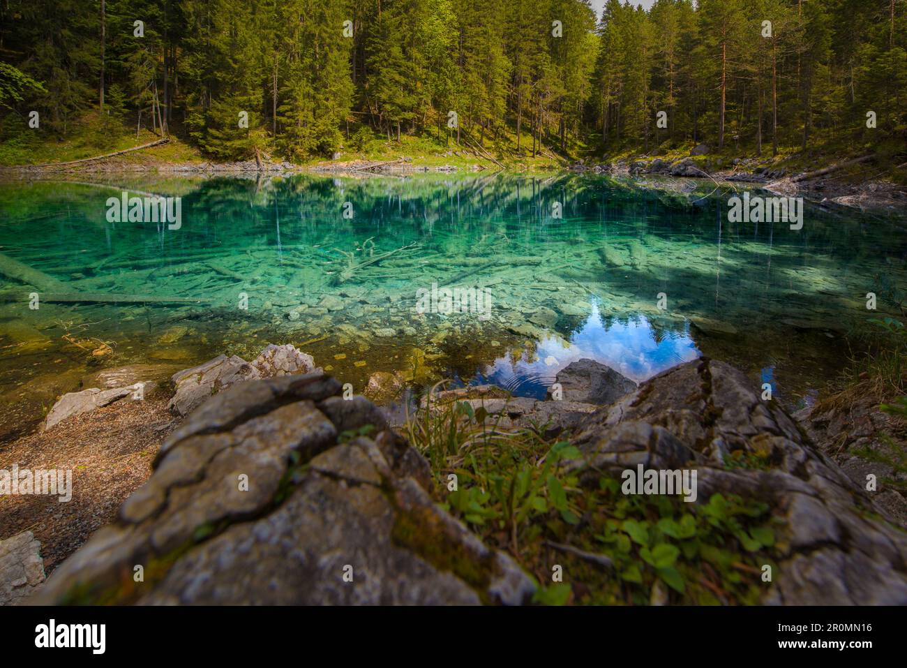 The Eibsee below the Zugspitze in the Wetterstein Mountains in Bavaria ...