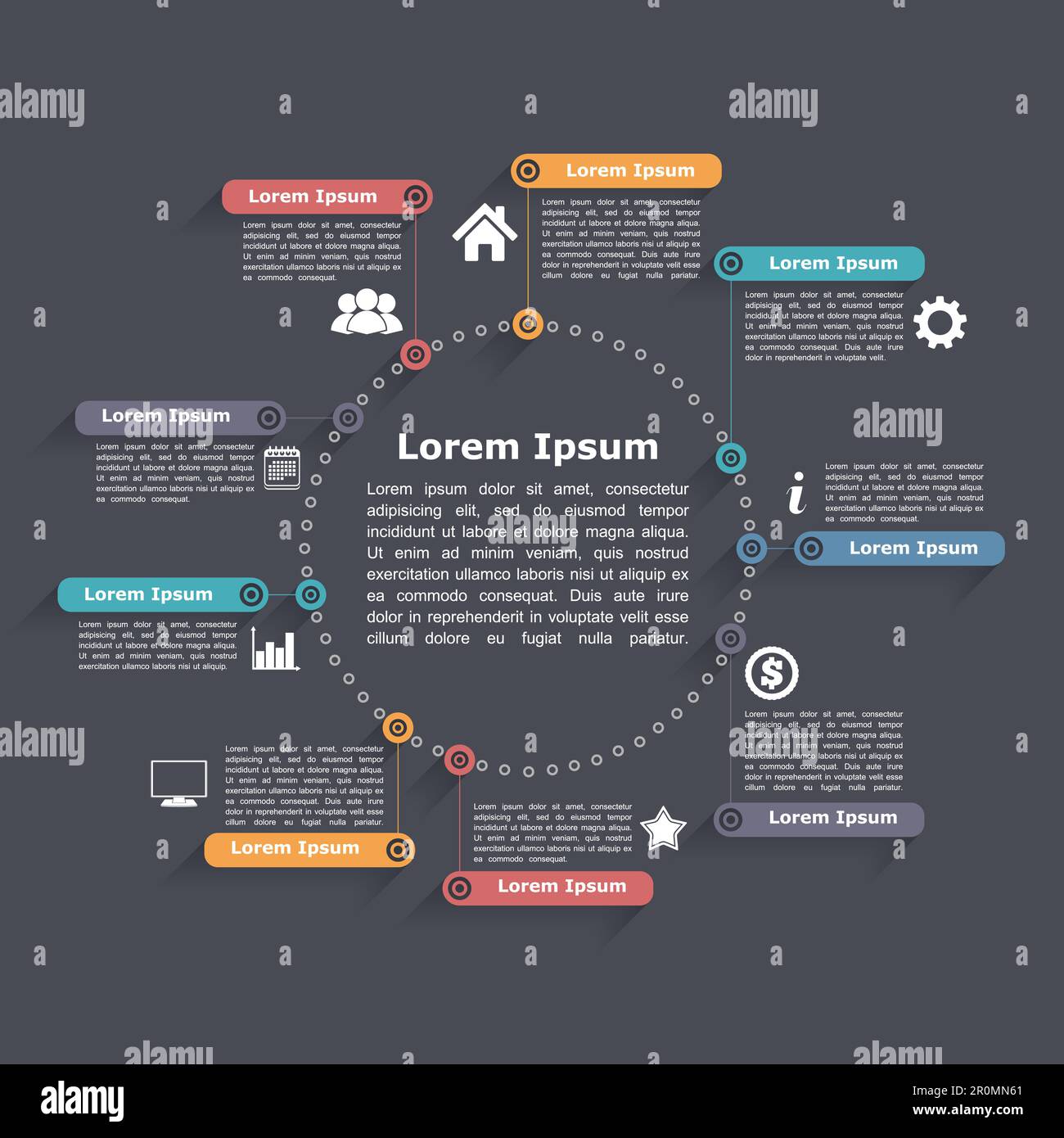 Circle infographics with icons and text, round diagram template, vector ...